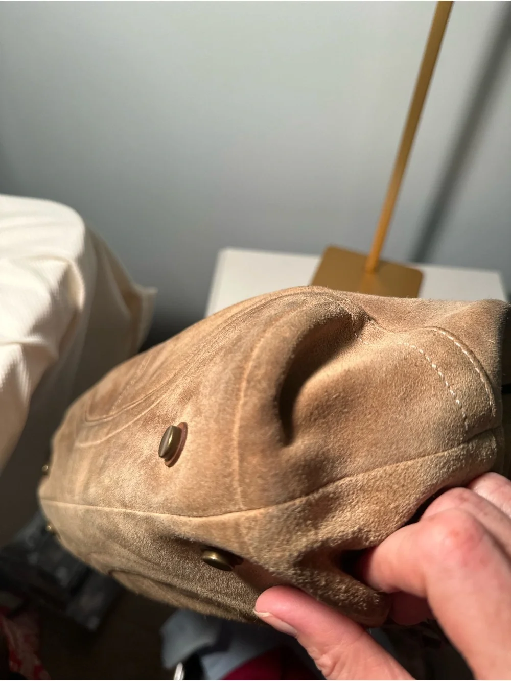Vintage Coach Camel Suede SoHo Leather Satchel, No. 9674, Brass Hardware